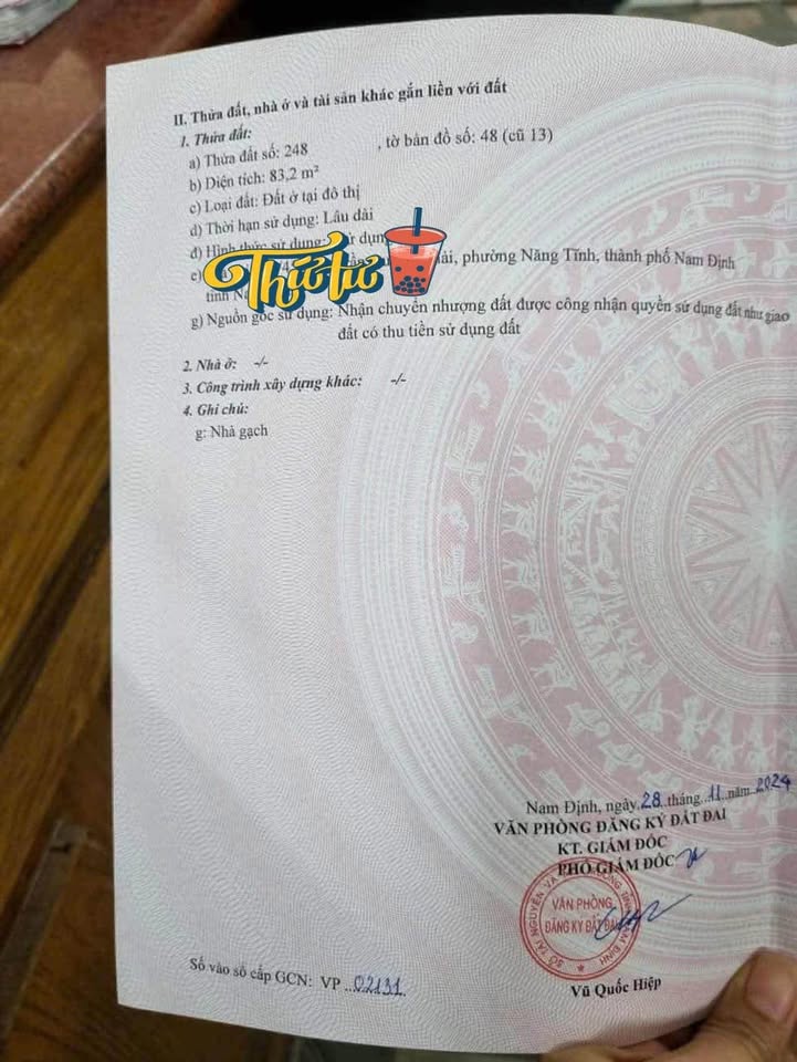 Đất chính chủ khu Trần Quang Khải, Nam Định 83m² giá 1.25 tỷ - Mặt tiền 11m, hướng Tây Nam!