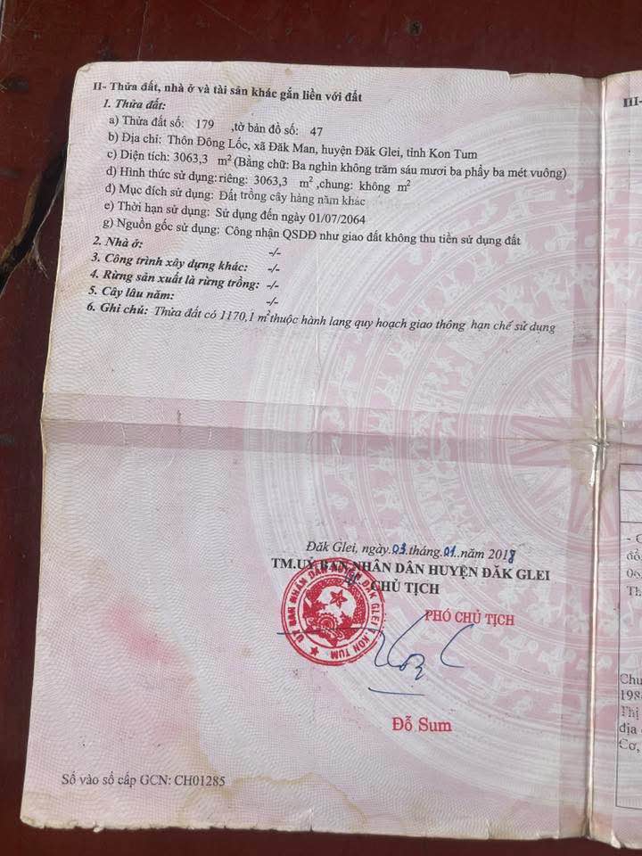 Đất nền Đăk Glei 36.000m² giá 220 triệu - Chính chủ bán gấp!