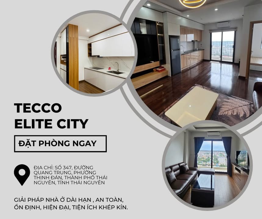Cho thuê căn hộ Tecco Elite City Thái Nguyên 55-80m² giá từ 7.5 triệu - An toàn mùa mưa!