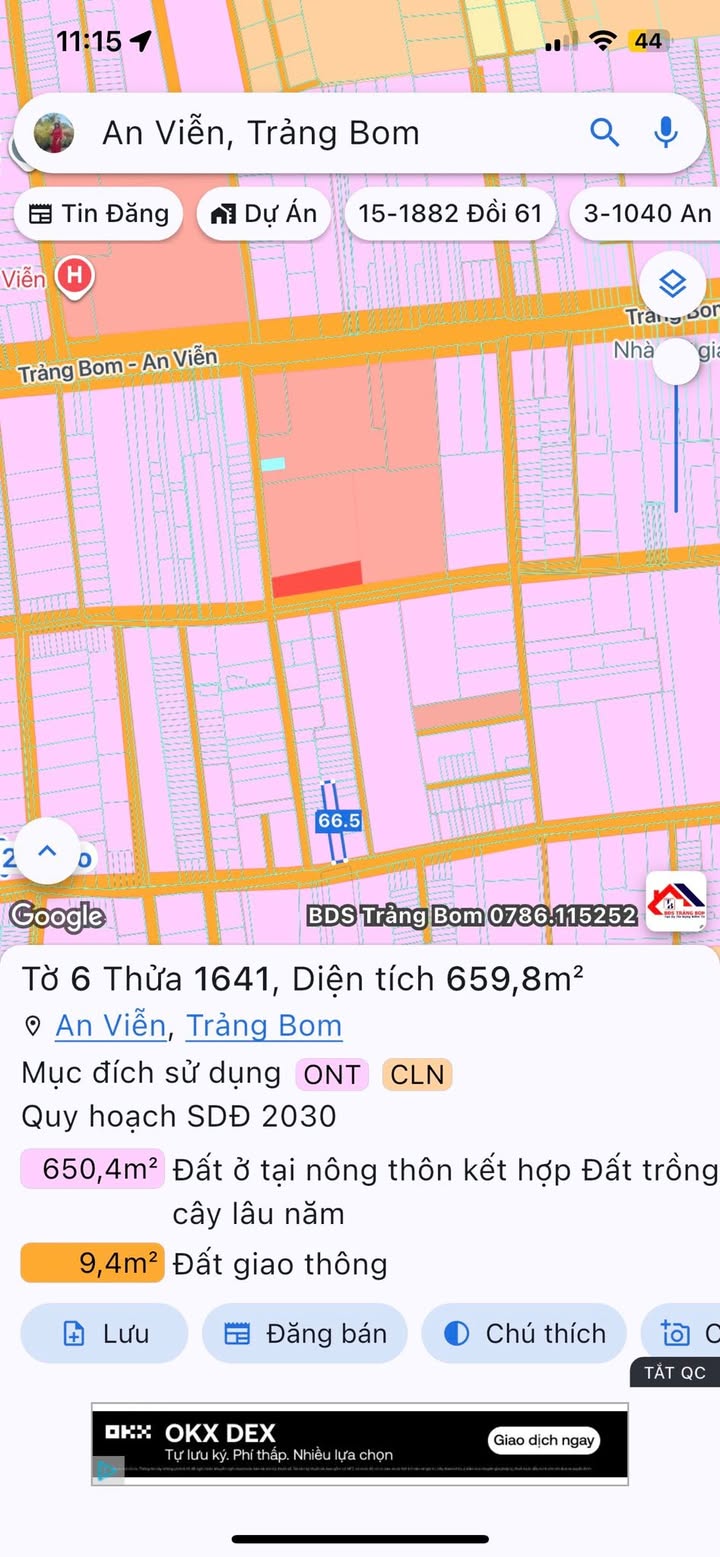 Đất thổ cư Ấp 3 An Viễn 640m² giá 3 tỷ - Sổ đỏ chính chủ, đầu tư sinh lời!