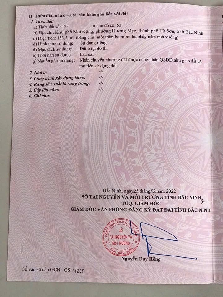 Đất nền Phố Mai Động Hương Mạc 133.5m² giá 3xx triệu - Đường ô tô tránh, đối diện hồ điều hòa!