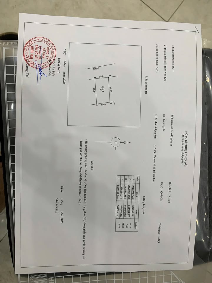 Đất ở Nghĩa Hương, Quốc Oai 75m² giá 3 tỷ - Sổ hồng chính chủ, đường ô tô tránh