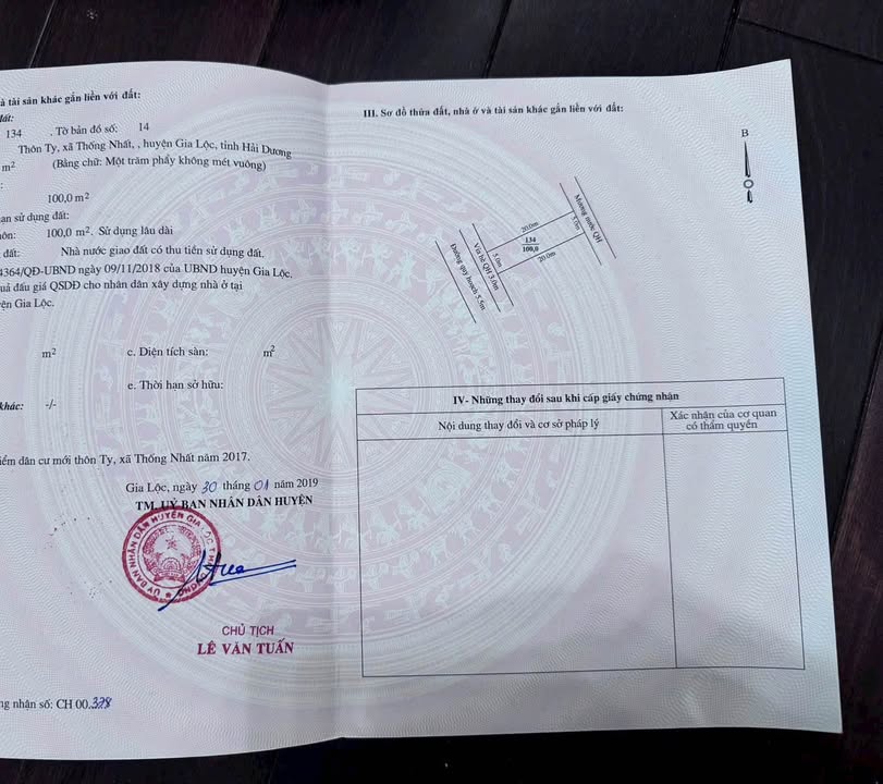 Đất đấu giá Thôn Ty, Thống Nhất, Gia Lộc 100m² giá 3 tỷ - Pháp lý rõ ràng!