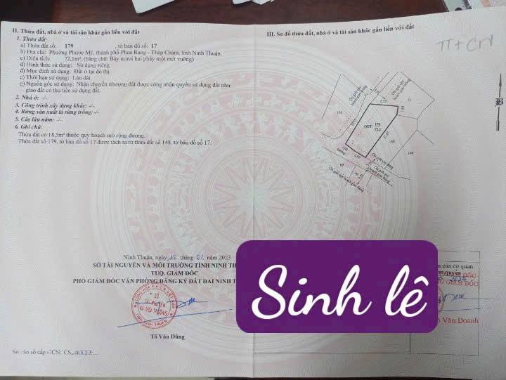 Đất nền mặt tiền Phước Mỹ, Ninh Thuận 72m² giá chỉ 780 triệu - Cơ hội đầu tư tuyệt vời!