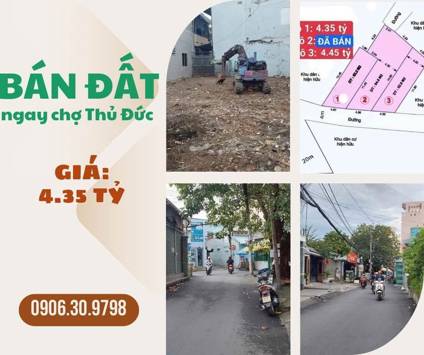 Đất Thủ Đức 52m² giá 4.35 tỷ - Bán gấp, vị trí đẹp ngay chợ!