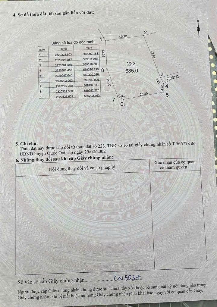 Đất thổ cư 685m² tại xã Hưng Đạo, Quốc Oai - Giá chỉ 9.698 tỷ, chính chủ bán gấp!