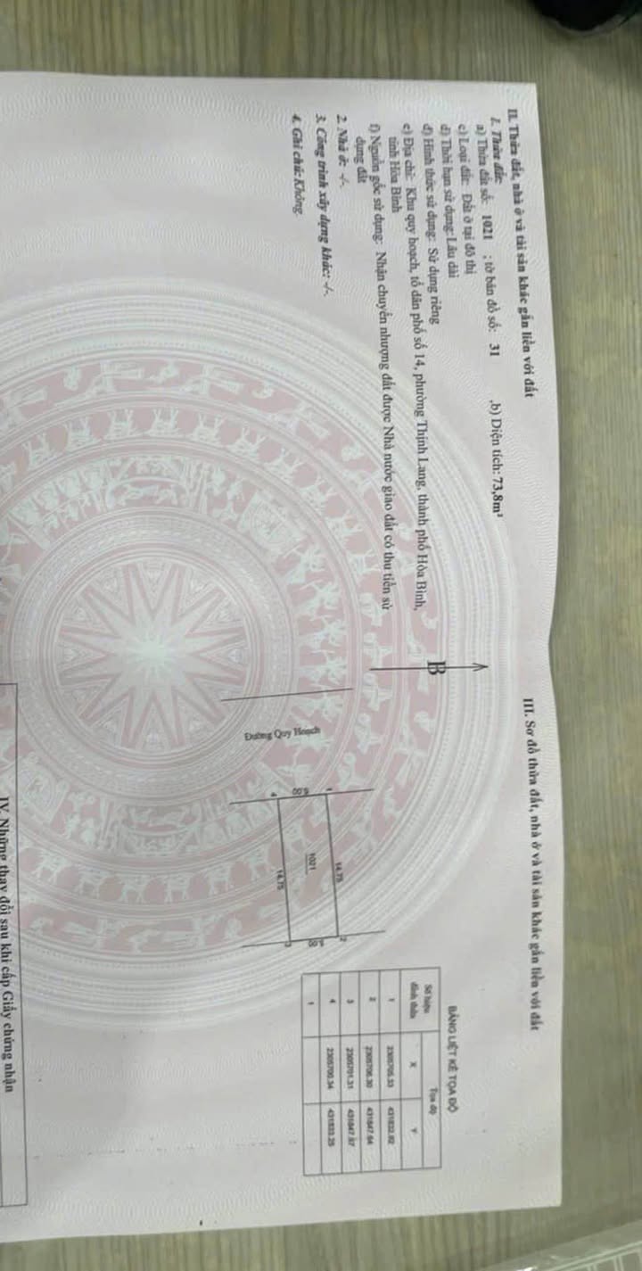 Nhà 3 tầng Thịnh Lang, Hòa Bình 73.8m² giá 3 tỷ - Sẵn sàng vào ở ngay!