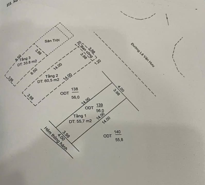 Nhà phố 3 tầng đường Lê Văn Hưu, Mỹ Long 56m² - Đầu tư sinh lời hấp dẫn!
