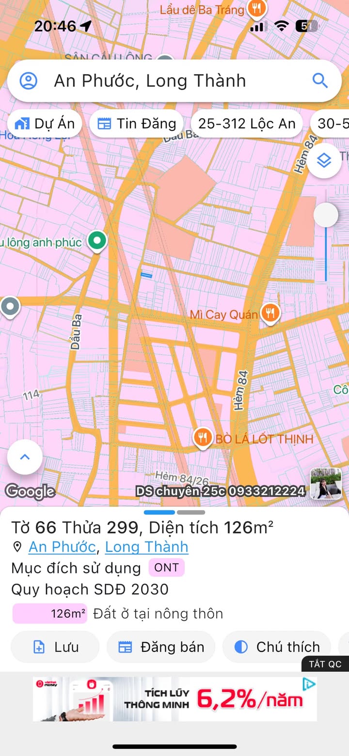 Đất nền 126m² tại Ấp 3 An Phước, Long Thành, Đồng Nai - Sổ đỏ chính chủ, giá chỉ 2.95 tỷ!