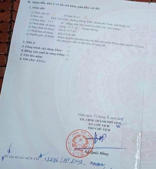 Đất ở Đông Vĩnh, Vinh 73m² giá 1.8 tỷ - Đầu tư sinh lời nhanh!