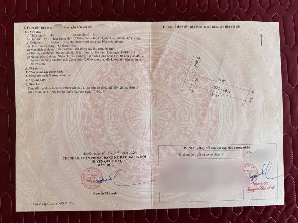 Đất nền 86m² tại Phú Cát - Quốc Oai, giá 2 tỷ - Sổ đỏ chính chủ