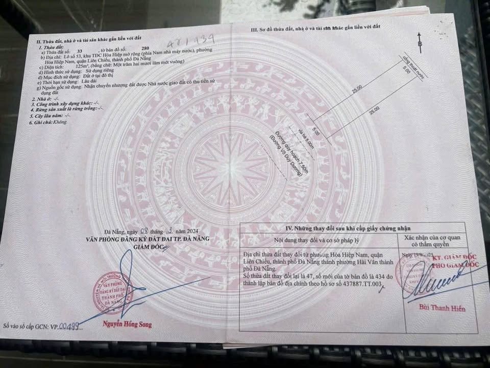 Đất nền Hòa Hiệp Nam Đà Nẵng 125m² - View kênh thoáng mát, giá thỏa thuận!