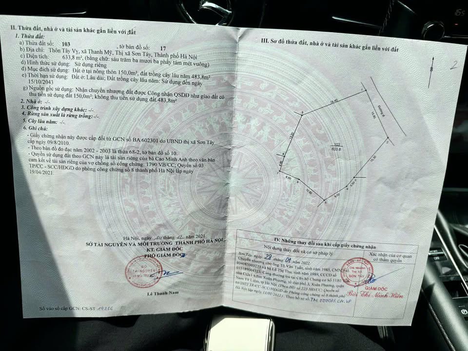 Đất thổ cư 150m² tại thôn Tây Vỵ, Sơn Tây - Giá 2.8 tỷ, đường lớn thông thoáng!