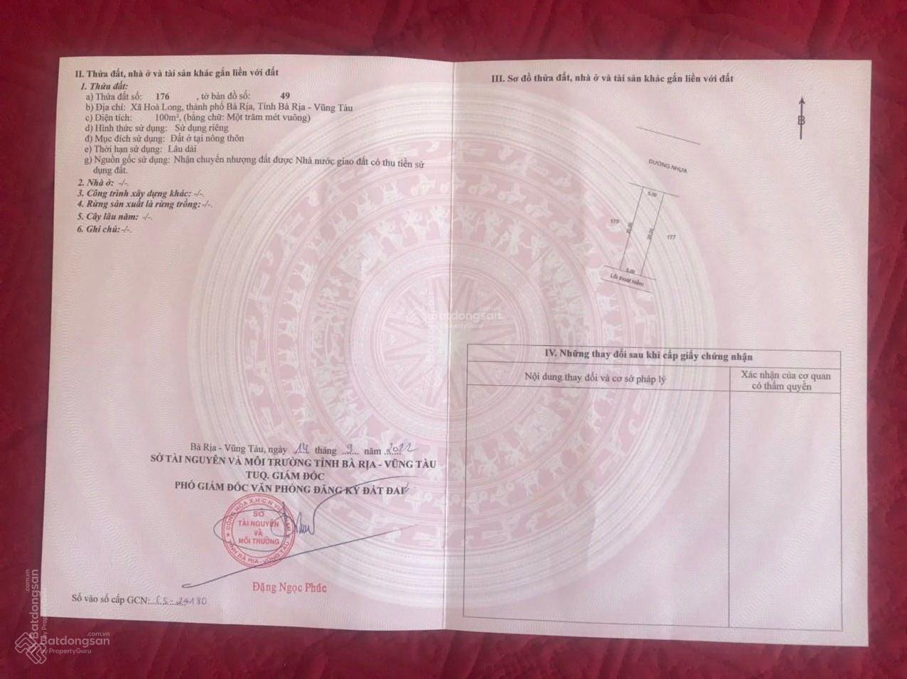 Đất nền Lan Anh 5 Hòa Long 100m² giá 950 triệu - Sổ hồng đầy đủ, chính chủ!