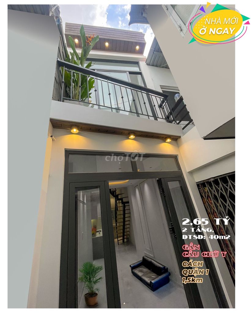 Nhà mới 2 tầng 2 phòng ngủ, Đ. Ba Đình gần cầu Chữ Y Q8 giá chỉ 2,65 tỷ