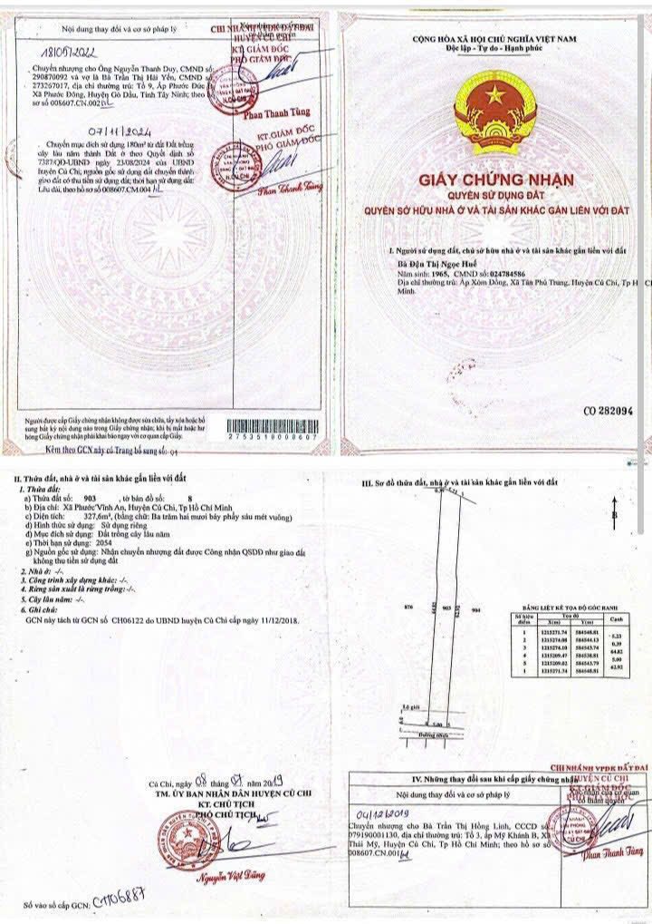 Đất thổ cư 327m² gần ngã tư Cây Bài, xã Phước Vĩnh An - Giá chỉ 2.6 tỷ!