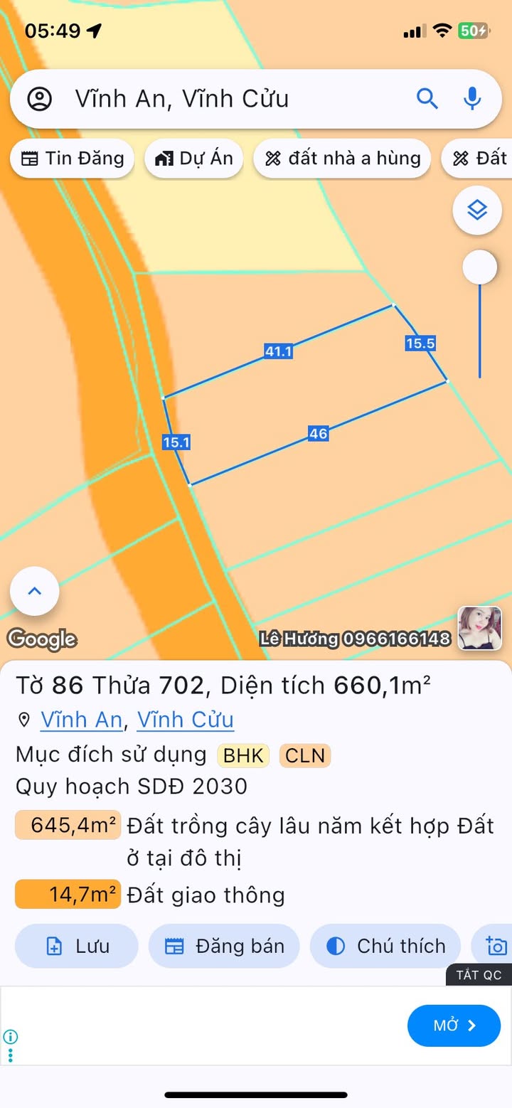 Đất nền 660m² mặt tiền nhựa khu dân cư Vĩnh An - Giá 1.5 tỷ, đầu tư sinh lời!