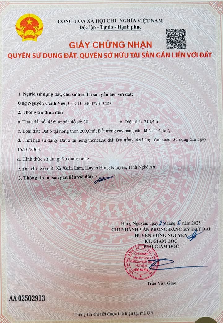 Đất Hưng Nguyên 314m² giá chỉ 1 tỷ - Cơ hội đầu tư không thể bỏ lỡ!