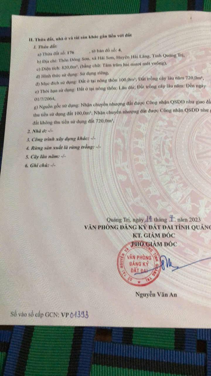 Đất nền thôn Đông Sơn, Hải Sơn, Hải Lăng 820m² - Giá chỉ 350 triệu, đầu tư sinh lời!