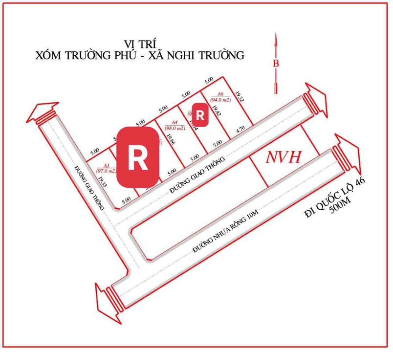 Đất nền Trường Phú, Nghi Trường, Nghệ An - 94m² và 98m² - Đầu tư sinh lời ngay!