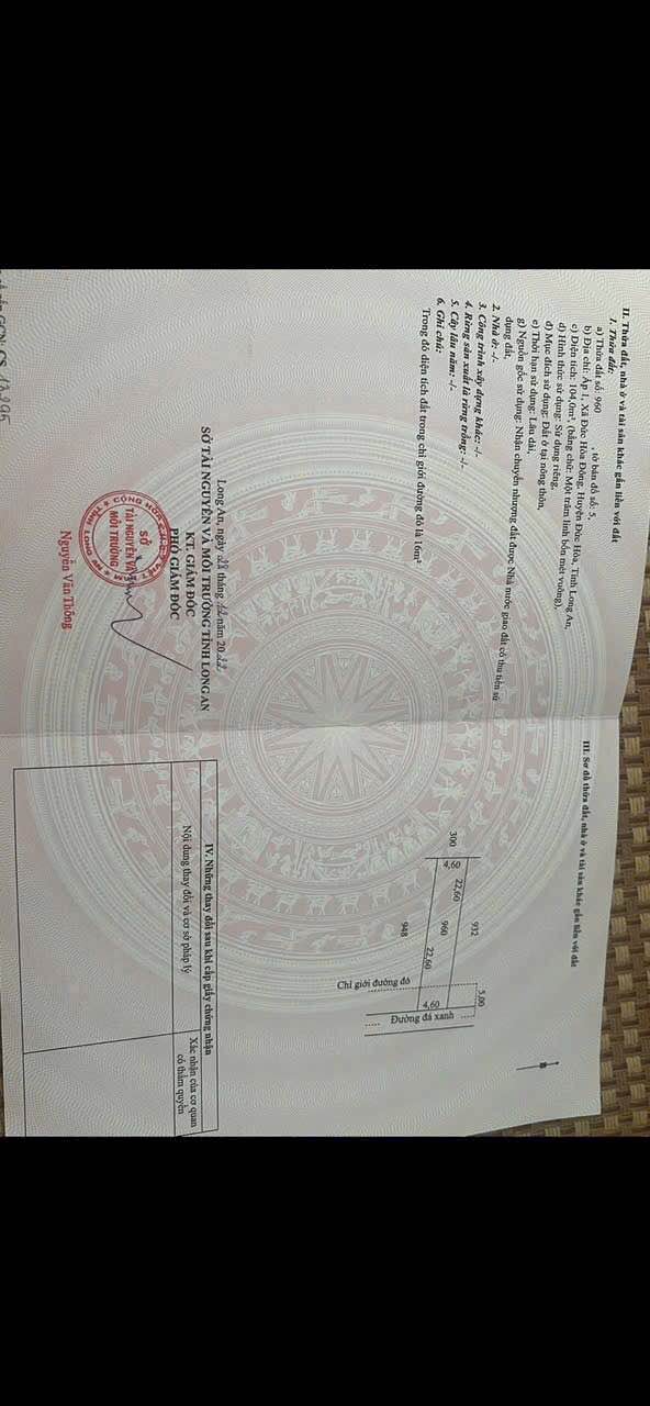 Đất thổ cư 104.36m² tại Mỹ Hạnh Nam, Đức Hòa chỉ 1 tỷ - Sổ đỏ chính chủ ngay gần TL 824!