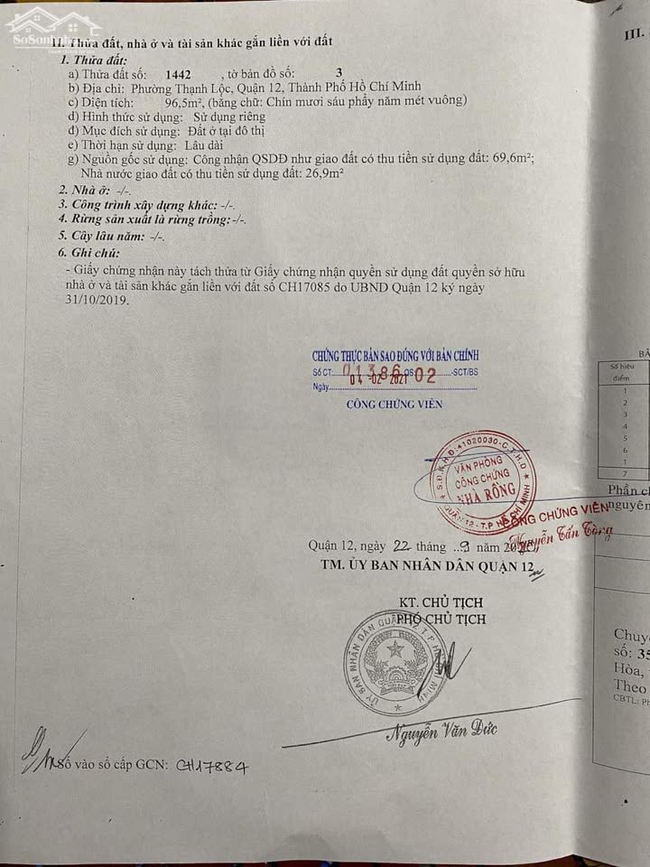 Đất mặt tiền đường TL 48, Thạnh Lộc, 96.5m² giá 6.5 tỷ - Cơ hội đầu tư sinh lời!