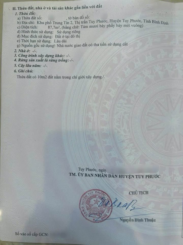 Đất nền mặt tiền đường Nguyễn Nhạc, Thị Trấn Tuy Phước 88m² - Cơ hội đầu tư tuyệt vời!