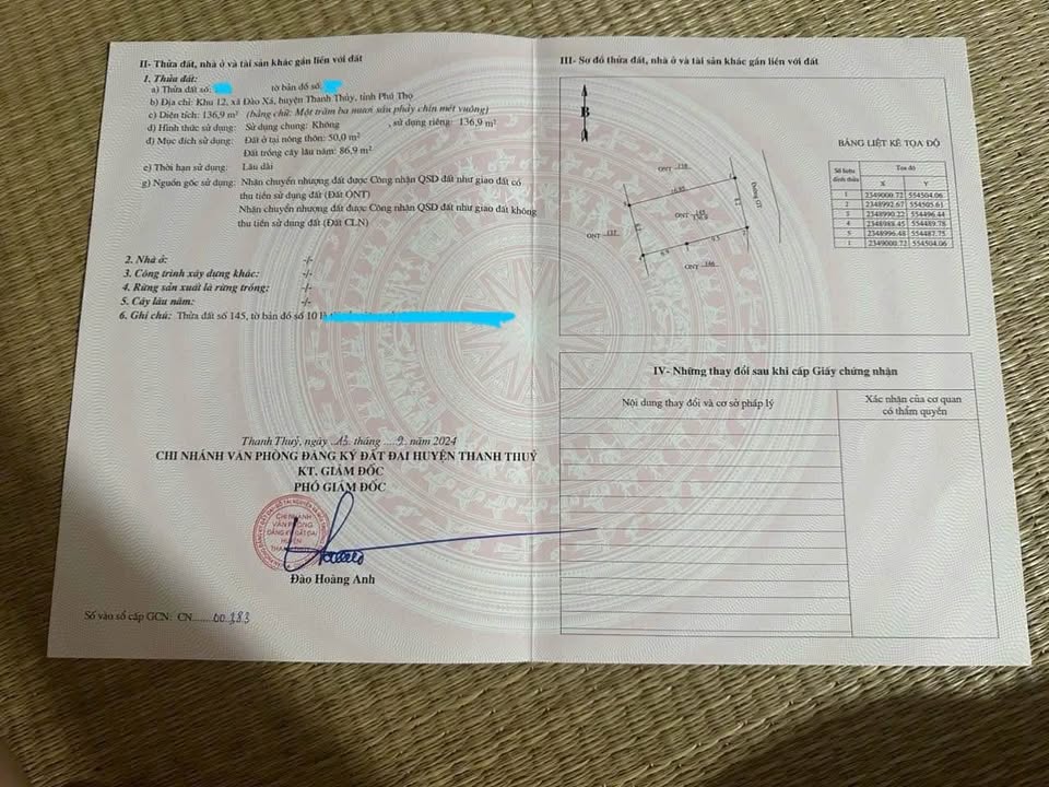 Đất thổ cư Đào Xá, Thanh Thủy 136m² giá 500 triệu - Mặt tiền rộng rãi, xây nhà đẹp!