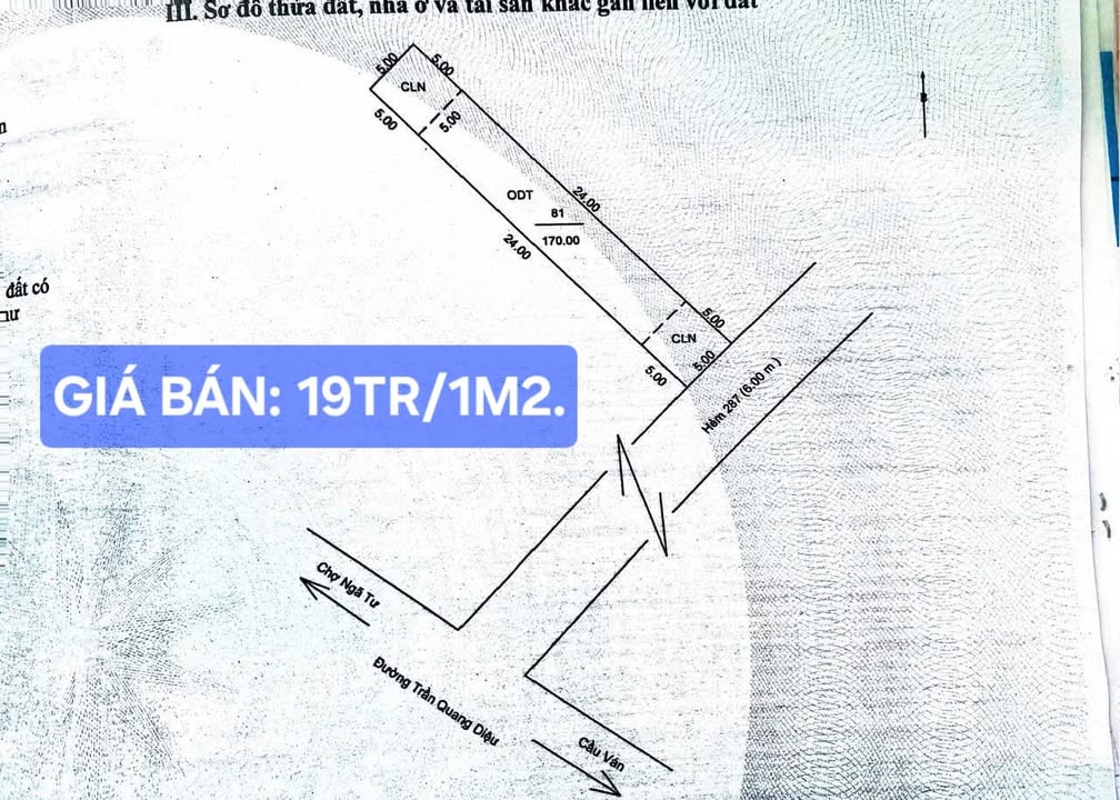 Đất nền 170m² hẻm 287 Trần Quang Diệu, Bình Thủy - Giá chỉ 1.9 tỷ!