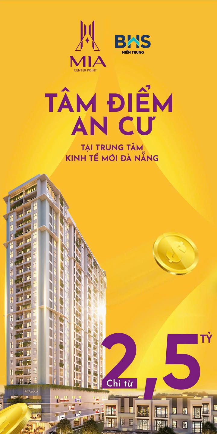 Căn hộ Mia Center Point Đà Nẵng 65m² giá 2.5 tỷ - Đầu tư sinh lời bền vững!