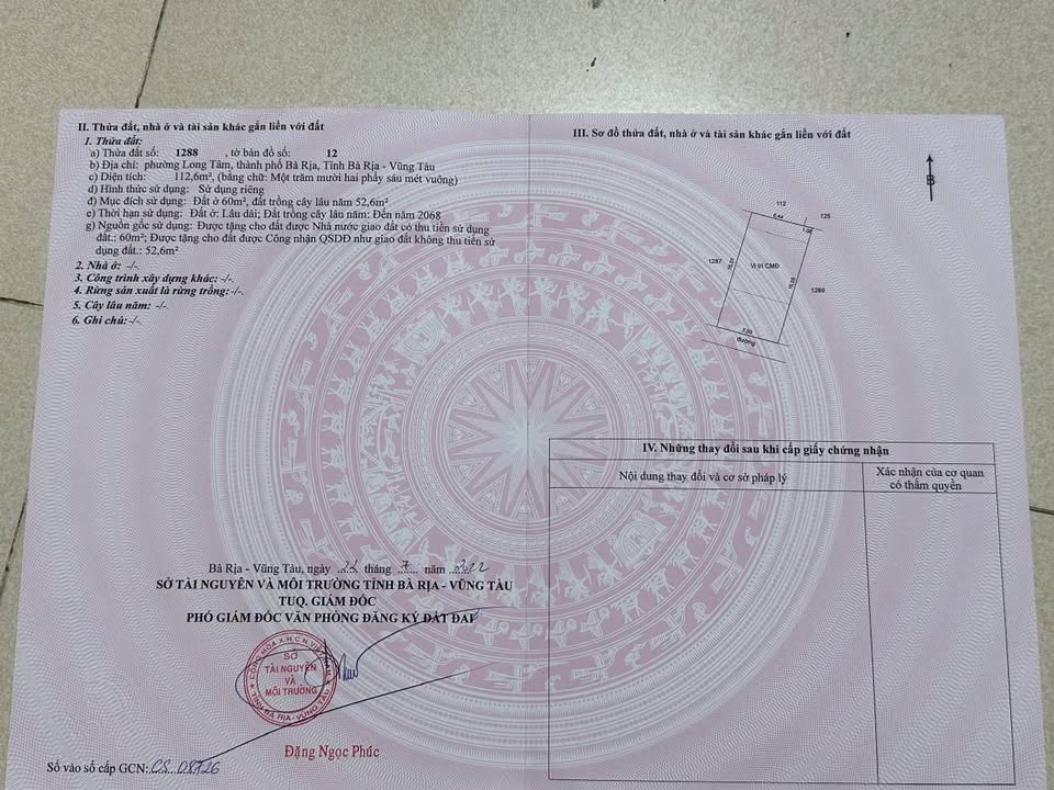 Đất nền Phường Tam Long, Bà Rịa 112m² giá 1.68 tỷ - Cơ hội đầu tư sinh lời!