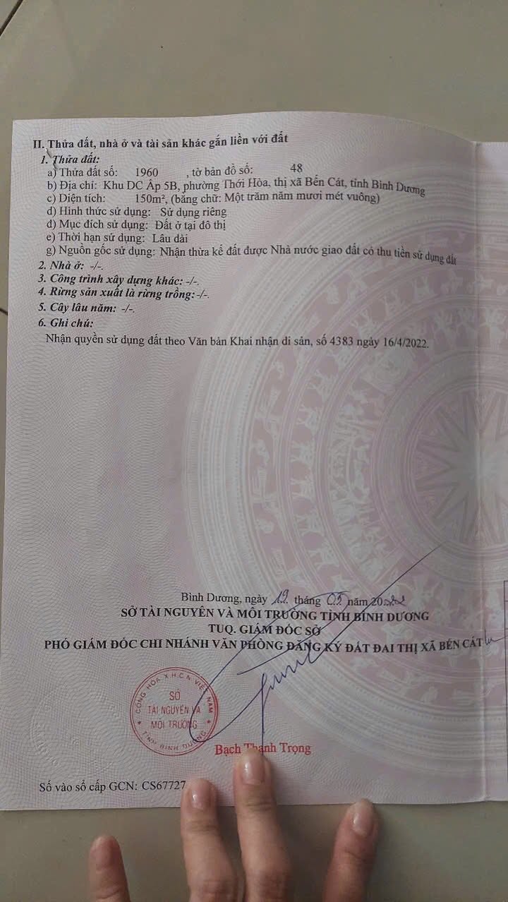 Đất thổ cư 150m² Quốc lộ 13, Mỹ Phước - Chính chủ bán gấp chỉ 1 tỷ!