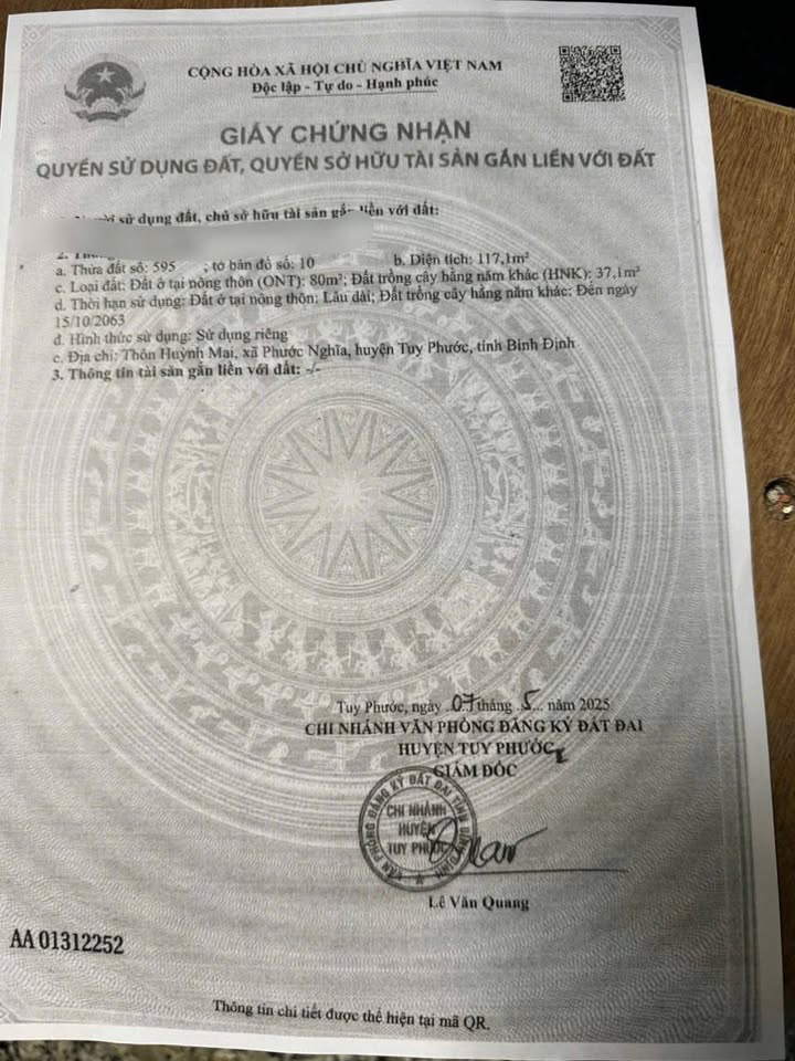 Đất nền Thôn Huỳnh Mai, Tuy Phước 117m² chỉ 700 triệu - Sổ hồng chính chủ!