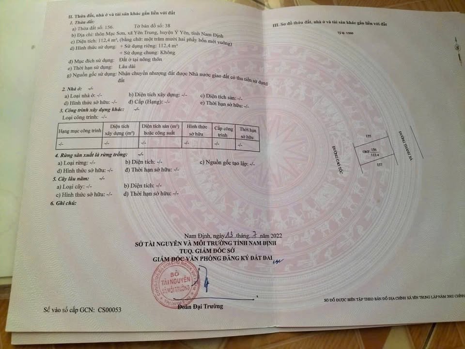 Đất nền Yên Trung, Ý Yên, Nam Định 112,4m² giá chỉ 1 tỷ - Cơ hội đầu tư hấp dẫn!