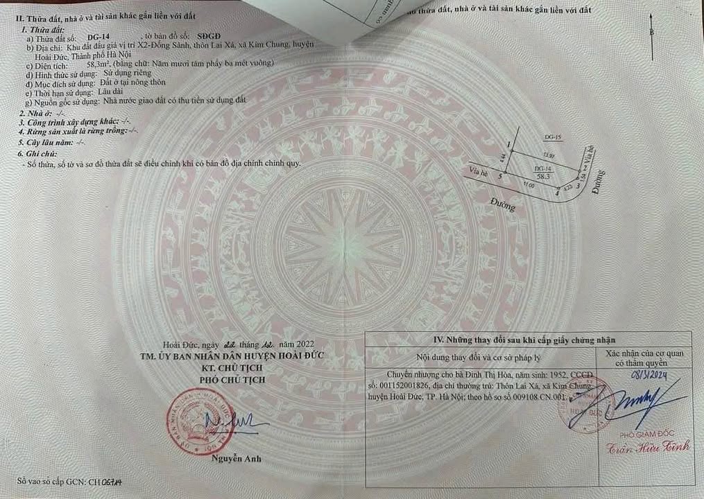 Đất lô góc Kim Chung 58,3m² giá thỏa thuận - Vị trí đắc địa gần khu đô thị Hinode!