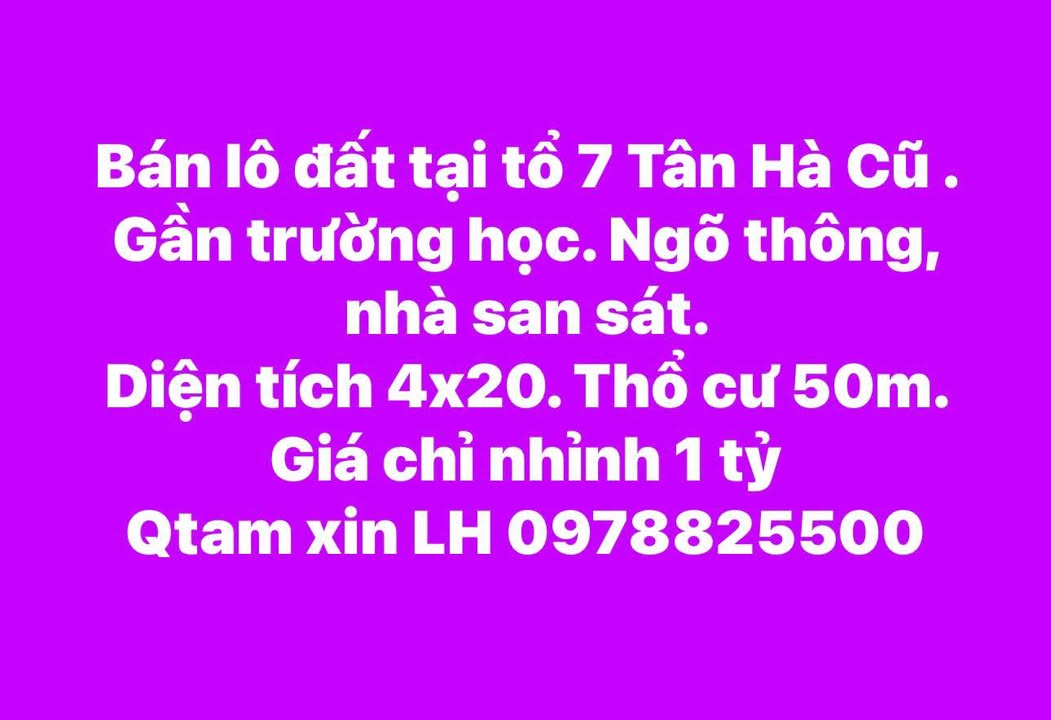 Đất thổ cư Tân Hà, Tuyên Quang 80m² giá 1 tỷ - Cơ hội đầu tư tuyệt vời!