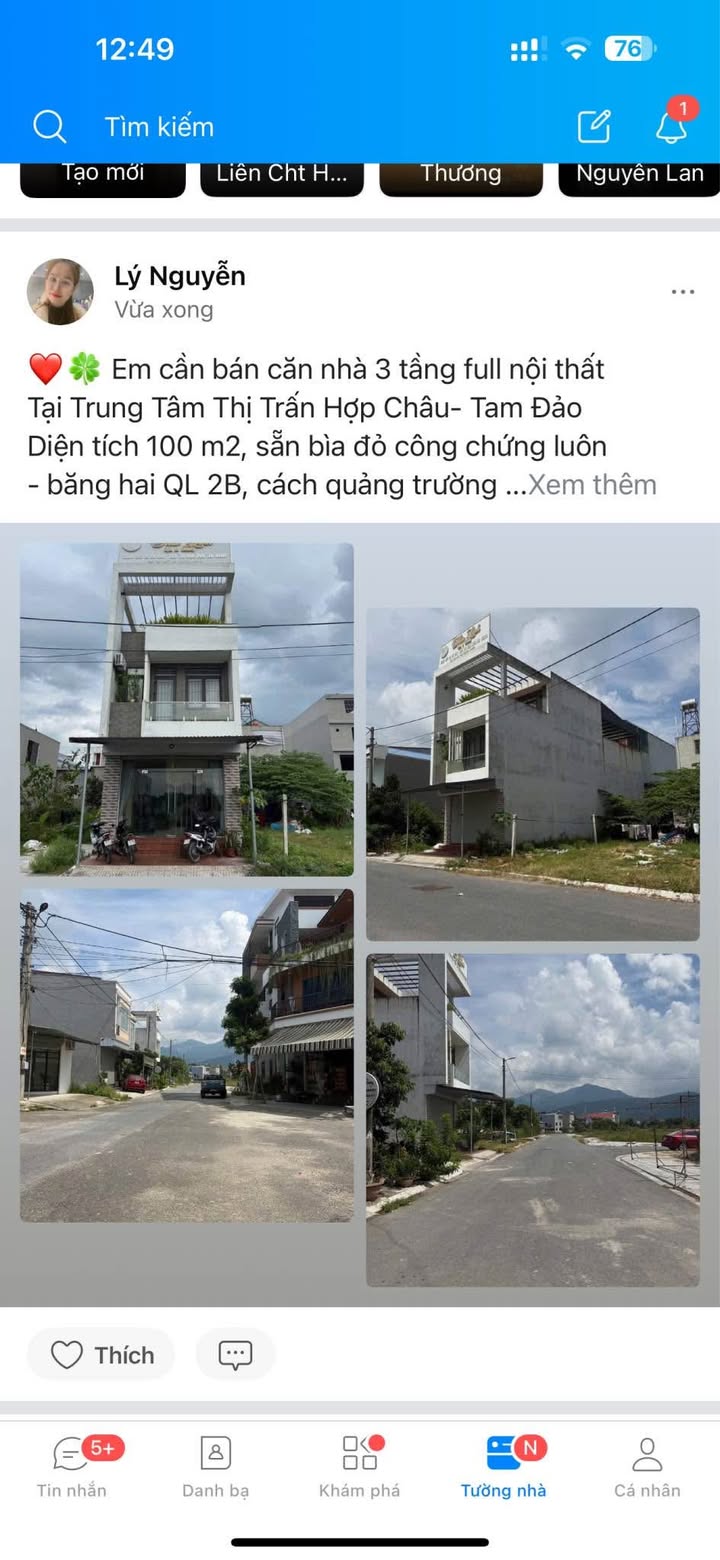 Nhà 3 tầng Hợp Châu, Tam Đảo 100m² - Full nội thất, giá thỏa thuận!