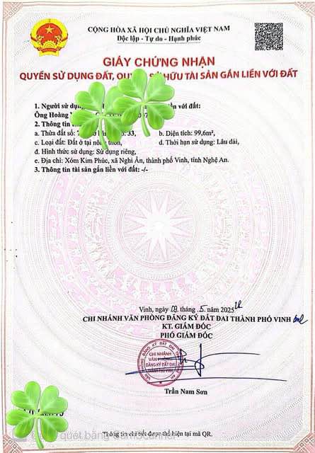 Đất nền Nghi Ân Vinh 99.6m² giá 2.3 tỷ - Đầu tư sinh lời ngay!