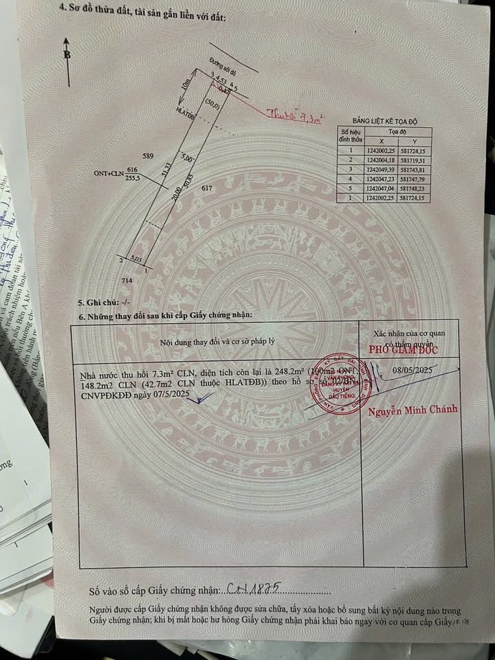 Đất nền Dầu Tiếng Bình Dương 245m² - Giá tốt, cơ hội đầu tư sinh lời!