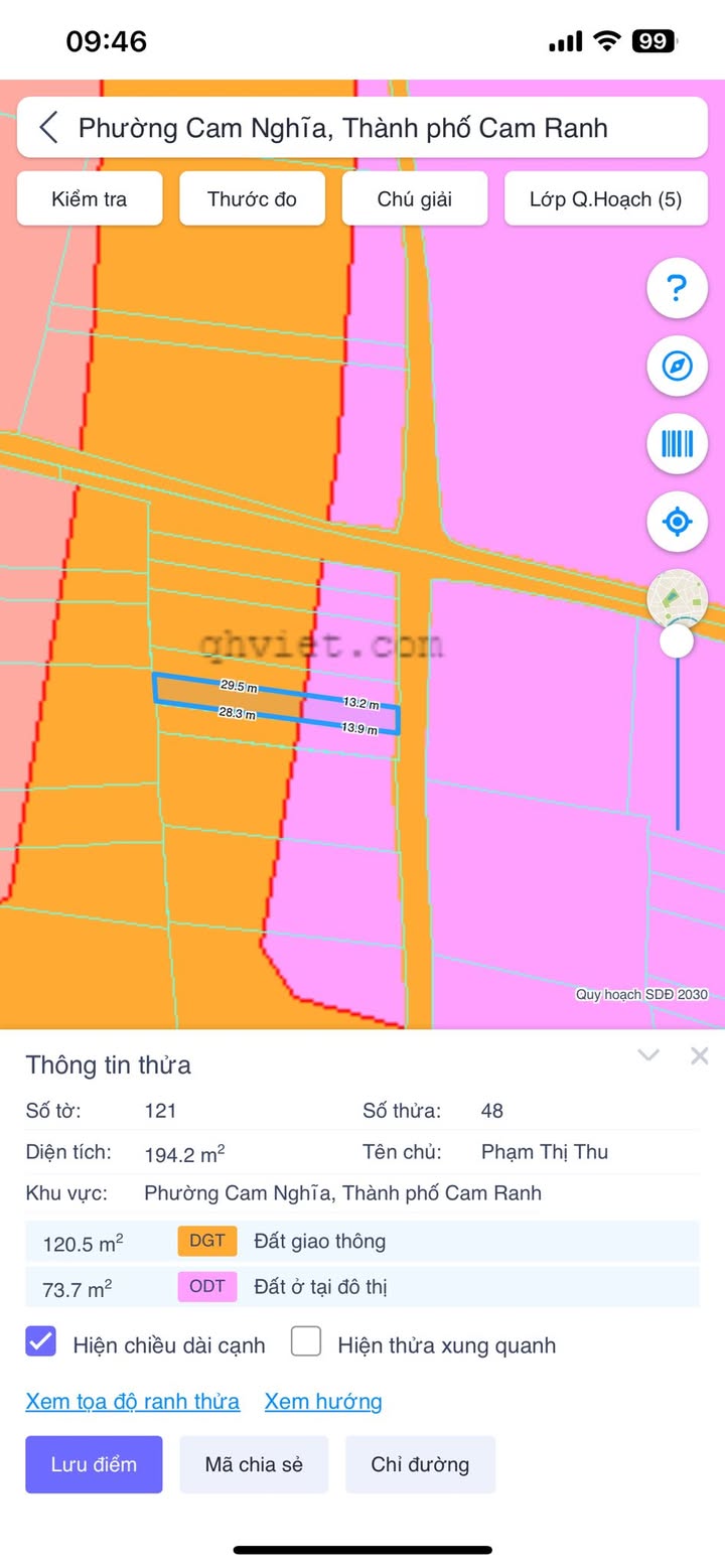 Đất nền Cam Nghĩa 195m² giá 900 triệu - Đường Nguyễn Văn Cừ, đầu tư sinh lời!