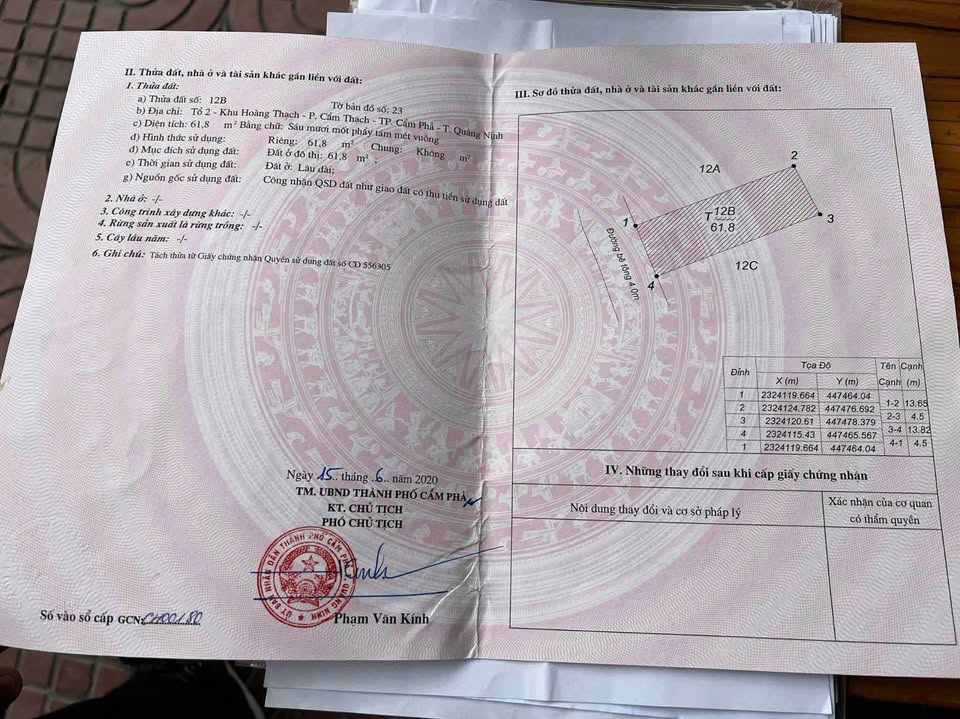 Đất phường Quang Hanh, Cẩm Phả 61.8m² giá 1 tỷ - Ô tô đỗ cửa tiện lợi!