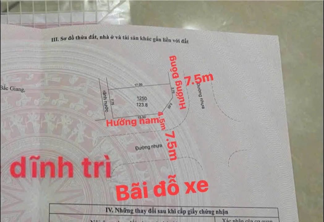 Đất nền lô góc Dĩnh Trì Bắc Giang 123.8m² giá 3 tỷ - Cơ hội đầu tư tốt!