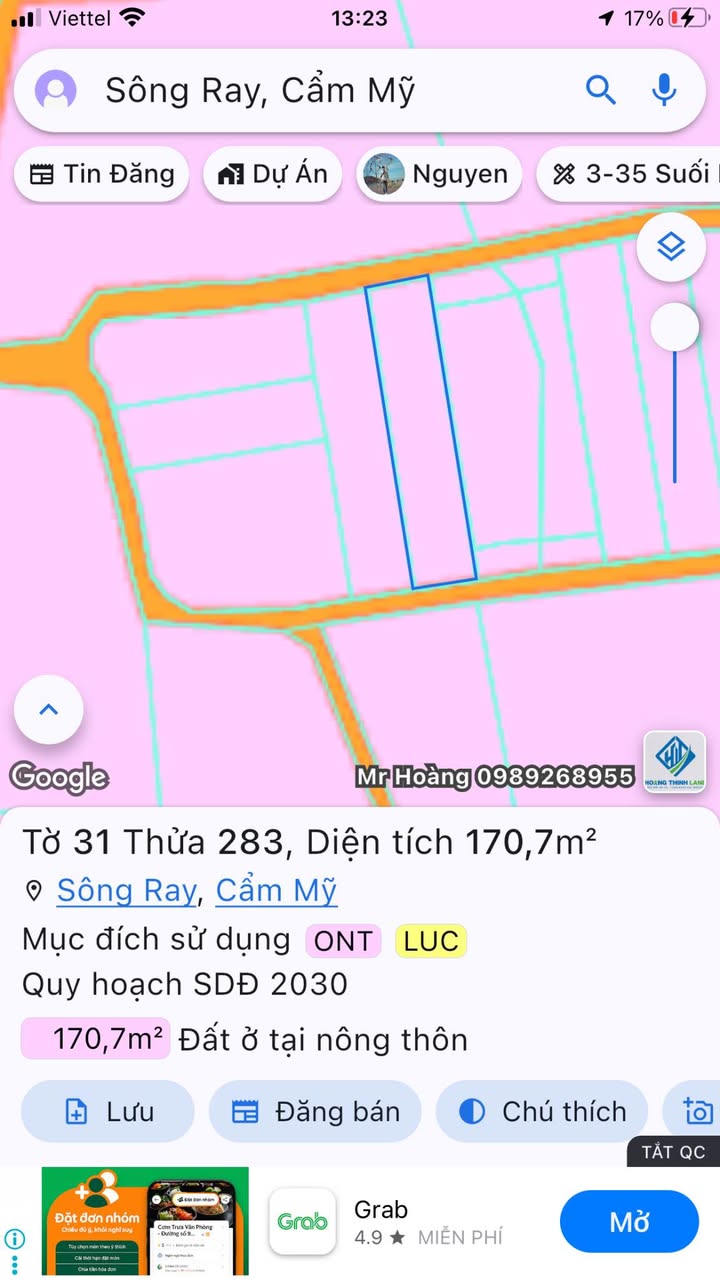 Đất nền Sông Ray Cẩm Mỹ 172m² giá 750 triệu - Cơ hội đầu tư lý tưởng!