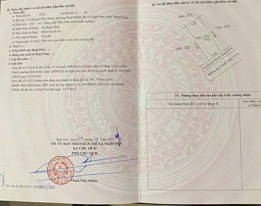 Đất nền Tĩnh Gia, Nghi Sơn 110m² giá 1.3 tỷ - Sổ đỏ chính chủ, vị trí đẹp!