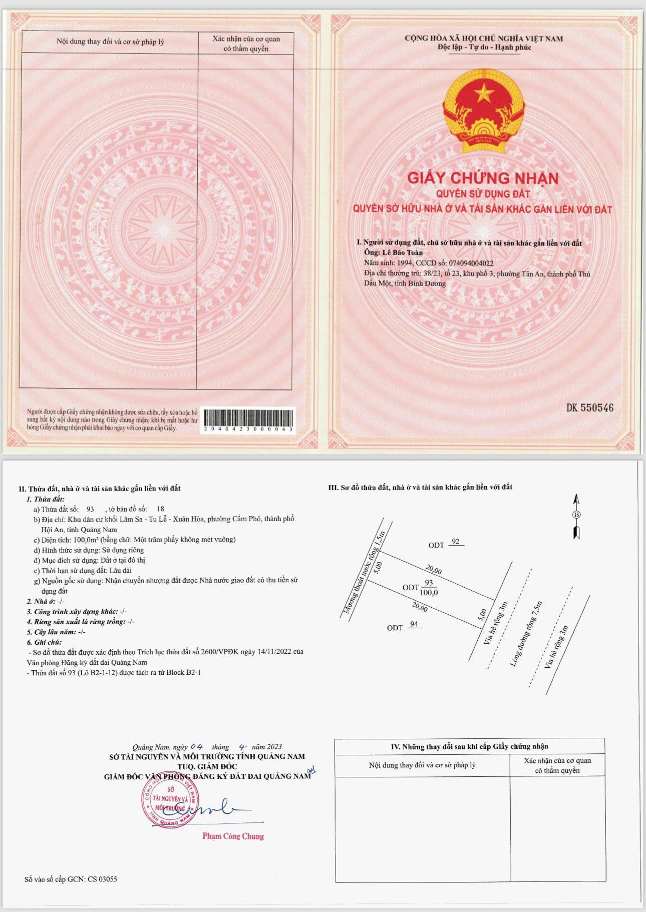 Bán lô đất đẹp Hội An Center Residence 100m² chỉ 5,62 tỷ - Đầu tư sinh lời ổn định!