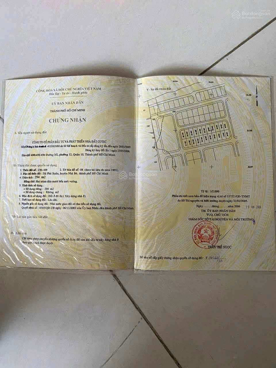 Bán nền biệt thự lô góc Phú Xuân, Nhà Bè 294m² - Vị trí đắc địa, giá tốt!