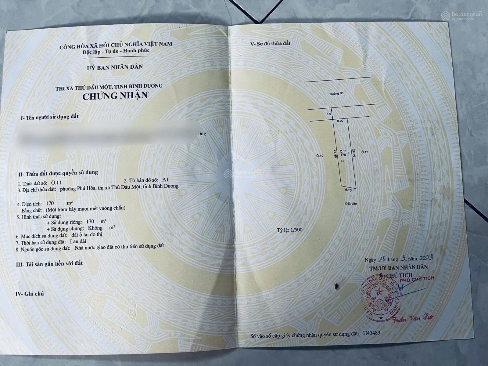 Đất nền D1 Phú Hòa 1, Thủ Dầu Một 171m² giá 14.5 tỷ - Vị trí kinh doanh đắc địa!