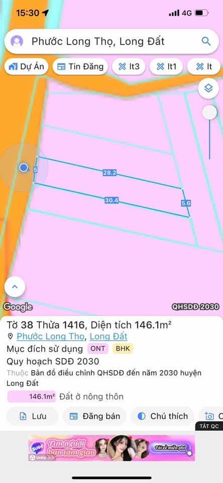 Đất nền Đất Đỏ 150m² giá 1 tỷ - Mặt tiền đường nhựa tim vàng thuận lợi!