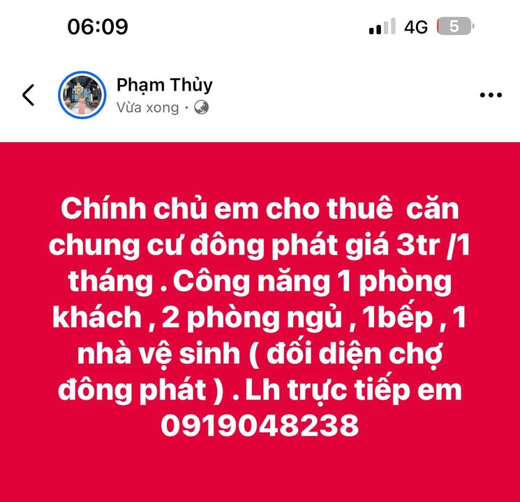 Chung cư Đông Phát Thanh Hóa 2PN giá 3 triệu - Không thể bỏ lỡ!