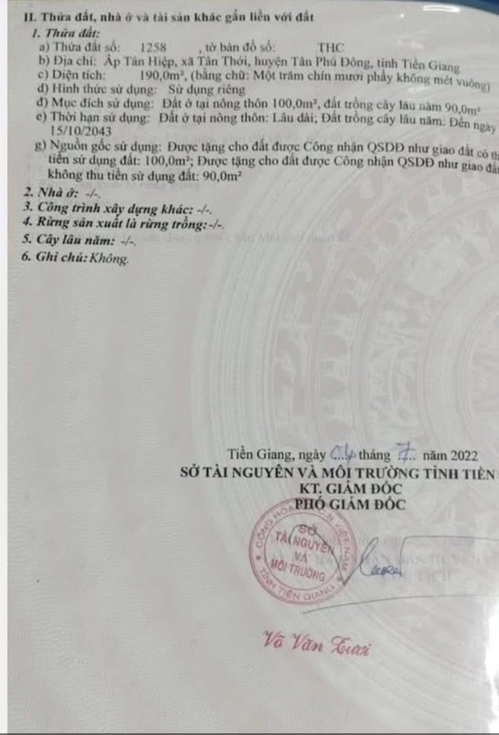 Nhà 2 mặt tiền tại Tân Thới, Gò Công Đông 190m² giá 1.1 tỷ - Cơ hội đầu tư tuyệt vời!